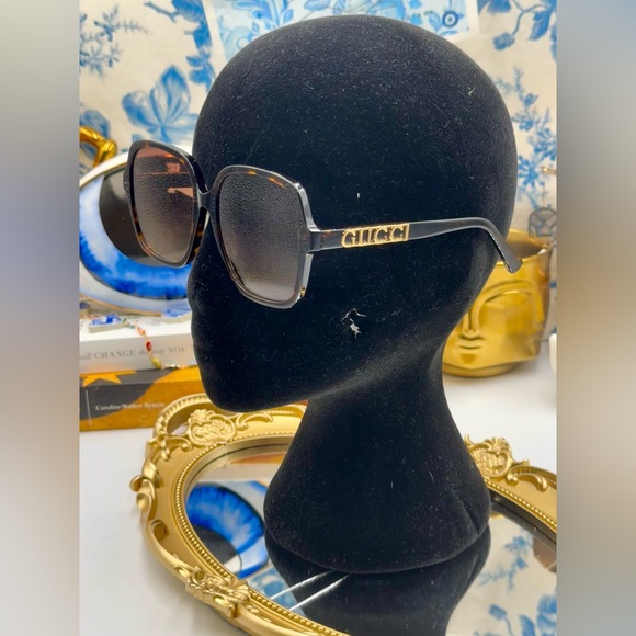 🆕 GUCCI 🧿NWOT GG1189003 Havana Oversized Rectangular Acetate Sunglasses - Picture 4 of 16